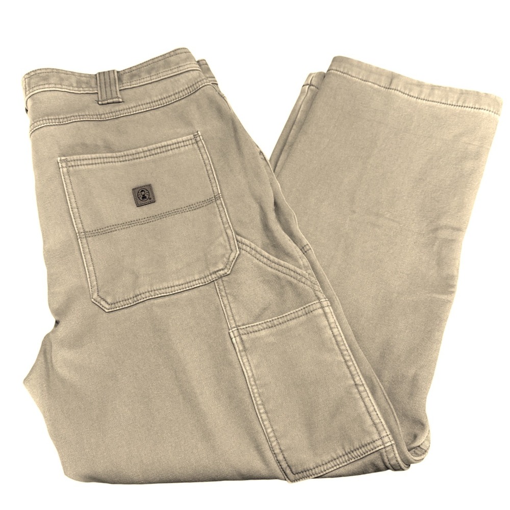 Coleman Pants Fleece Lined Woven Khaki 36x30‎ Mens Outdoor Workwear Gorpcore